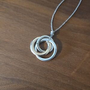 TIFFANY & CO 1837 Interlocking 925 Silver and Gold Pendant Necklace AUTHENTIC